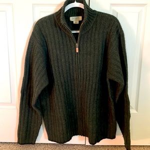 J crew zip up Shetland Wool Sweater. Forrest green